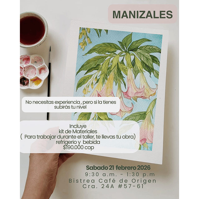 Taller de Acuarela flor de borrachero – Manizales