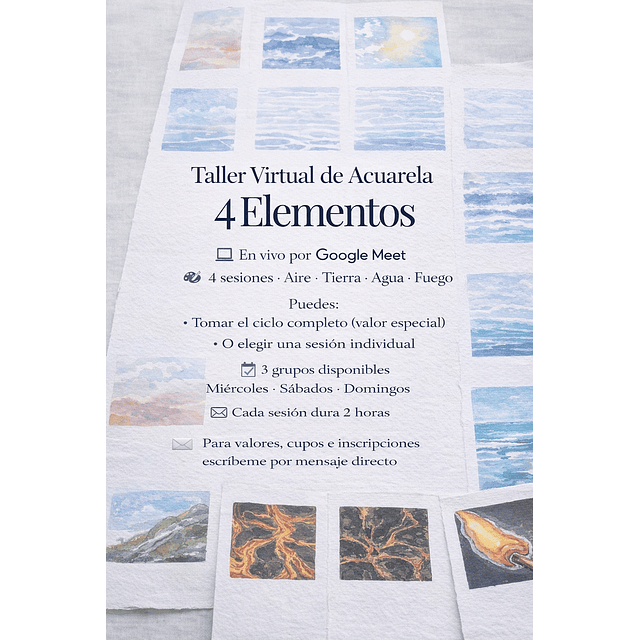 Taller virtual de acuarela: Estudio de los cuatro elementos
