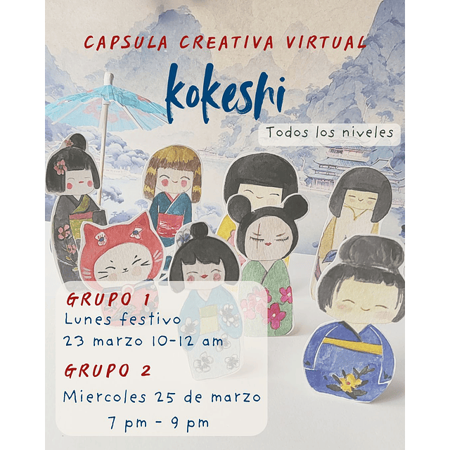 Cápsula creativa virtual: Kokeshi en acuarela