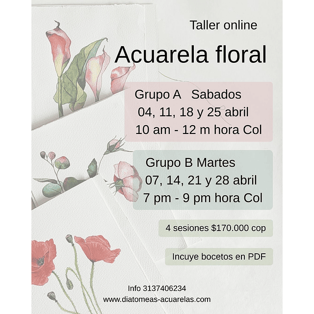 Acuarela floral taller online