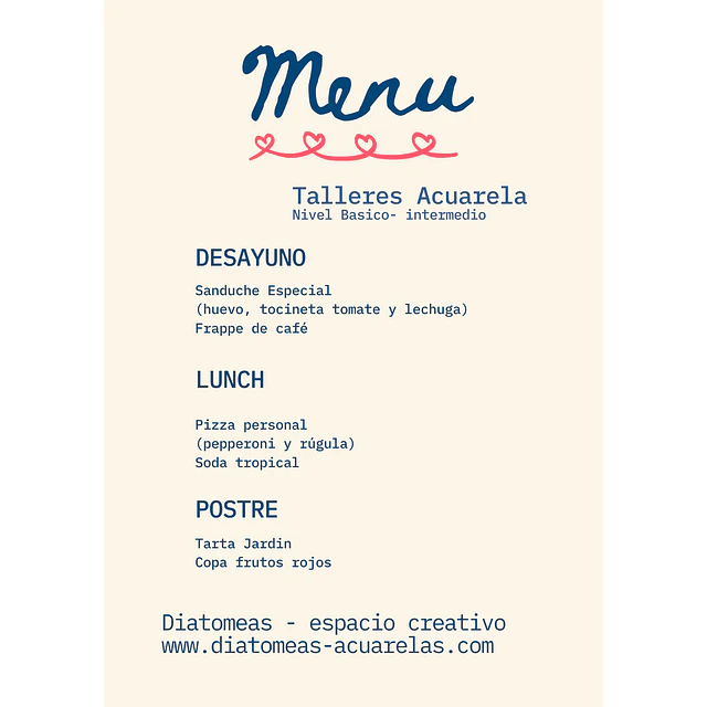 Taller online (en vivo ) Menu Delicioso en eacuarela