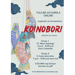 Taller online de Koinobori en papel acuarela