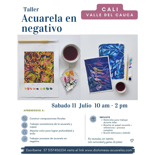 Taller Presencial Acuarela en Negativo - Cali Valle del Cauca