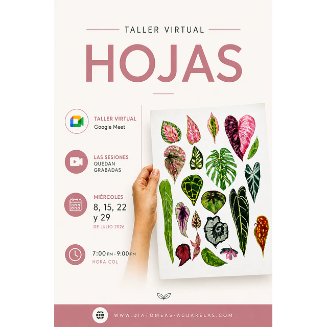 Taller Virtual de Acuarela: Hojas Tropicales