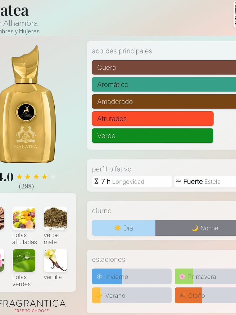 Perfume Galatea Edp 100 Ml Maison Alhambra hombre perfume original 2