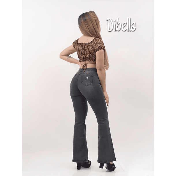 Jeans flare botones gris 6