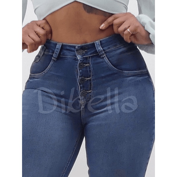 Jeans skinny botones azul 7