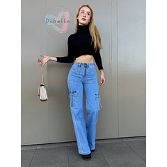 Jeans cargo celeste