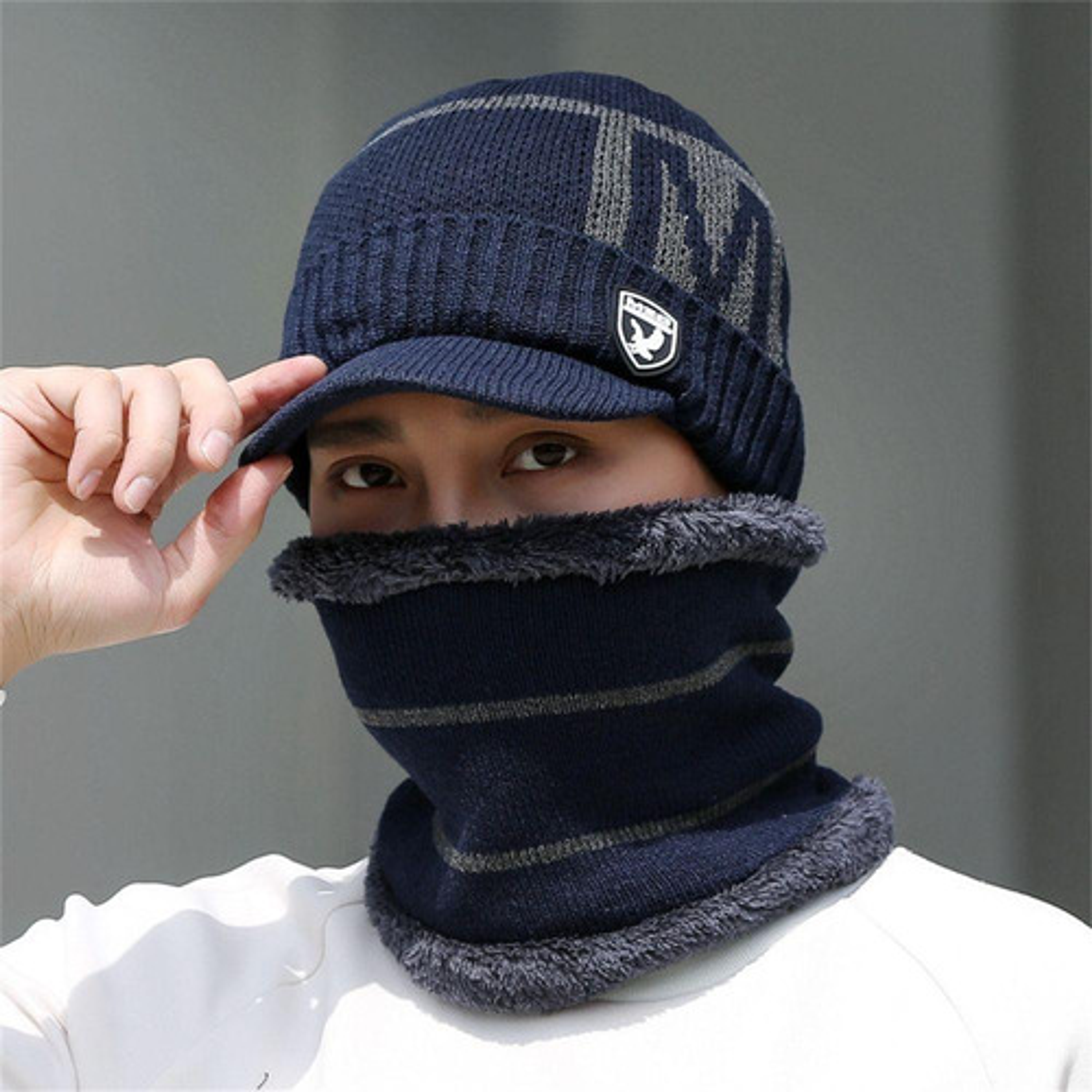 Chullo Con Bufanda Visera Gorro De Lana Para Invierno Unisex 11