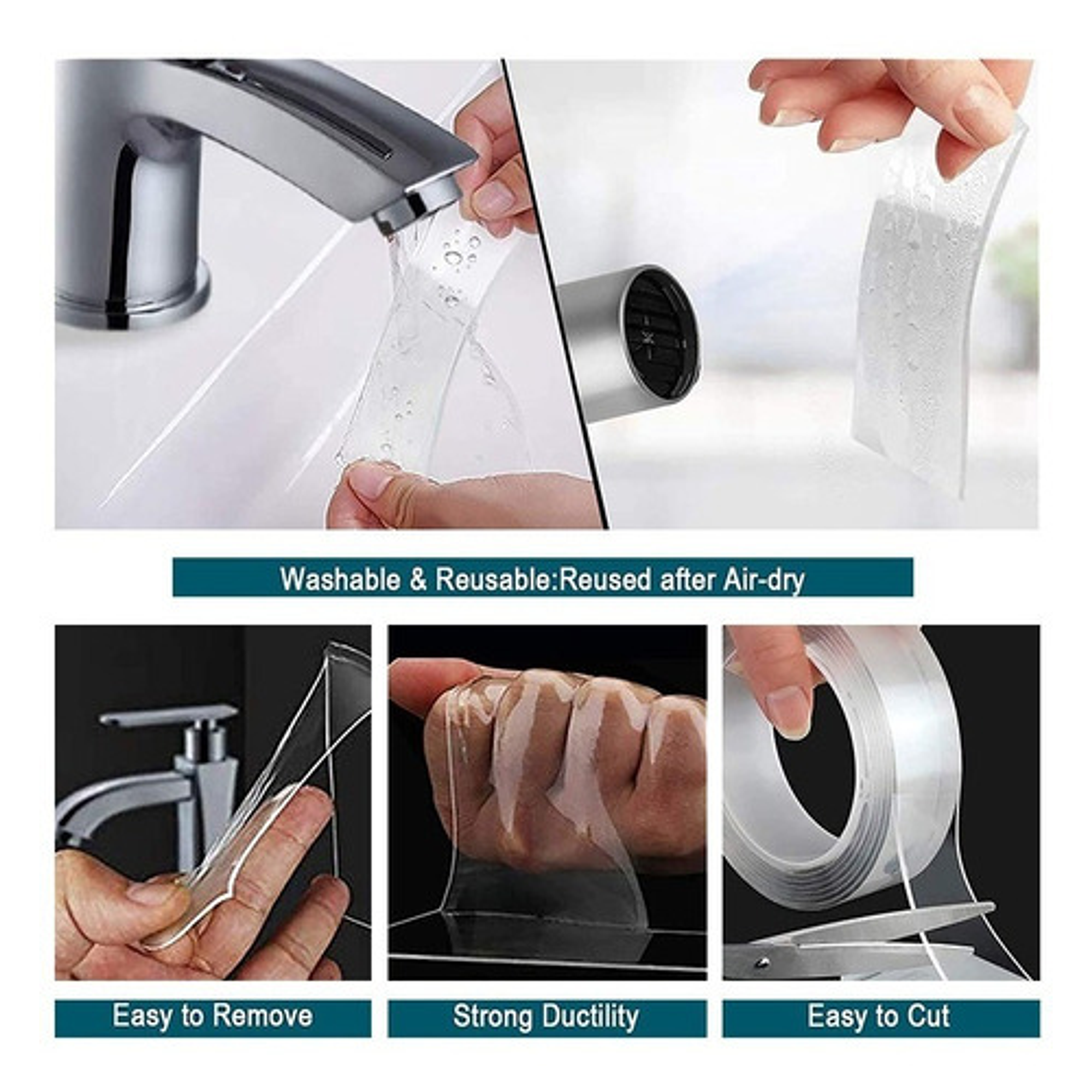 Cinta De Doble Cara De 3m Transparente Lavable Reutilizable 6