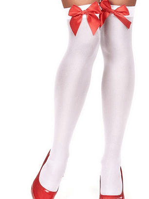 Sexy Medias Blancas Con Listones Rojos