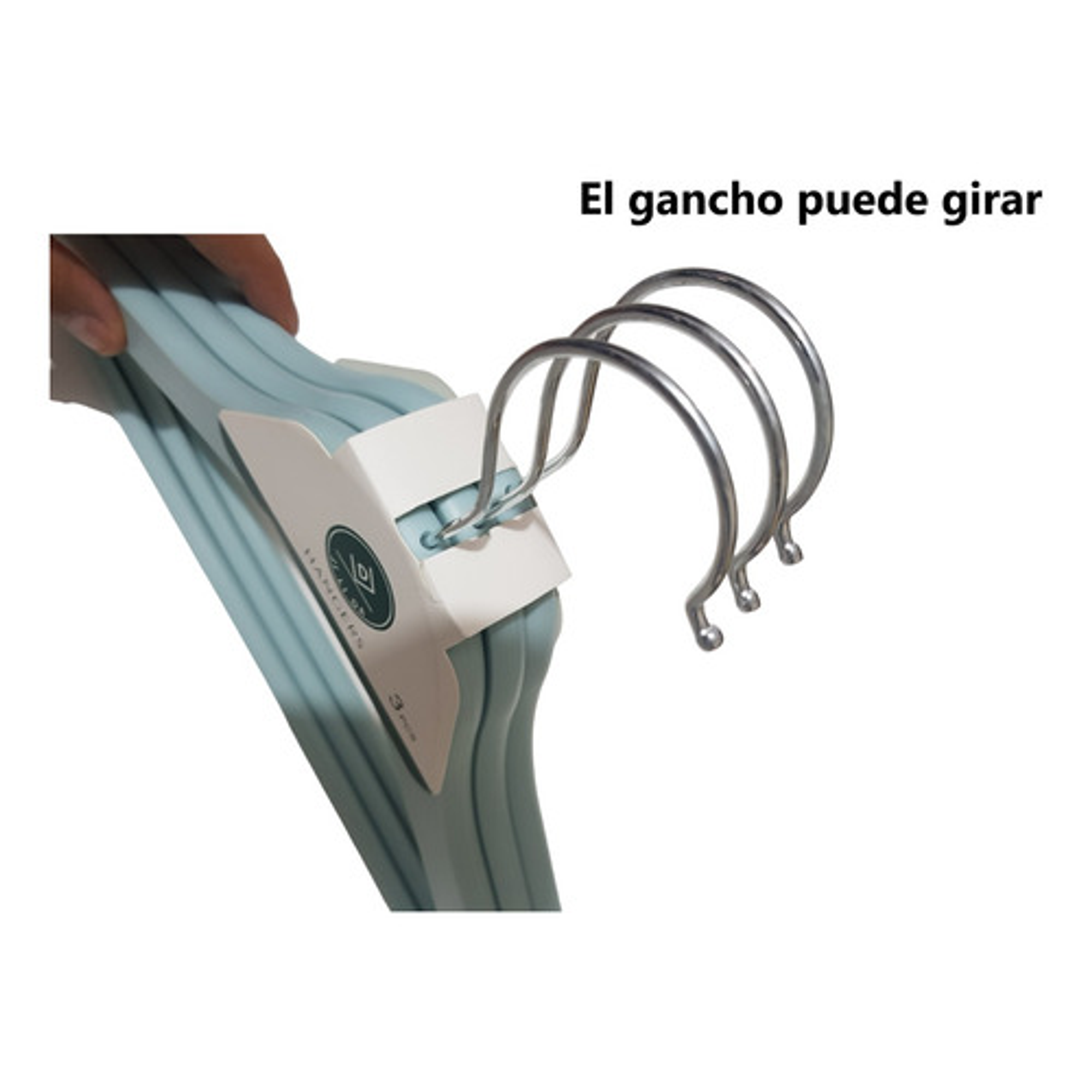 3 Ganchos Colgadores Perchas De Ropa  Celeste 6