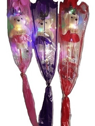 Kit De 3 Rosas Con Luces Y Oso