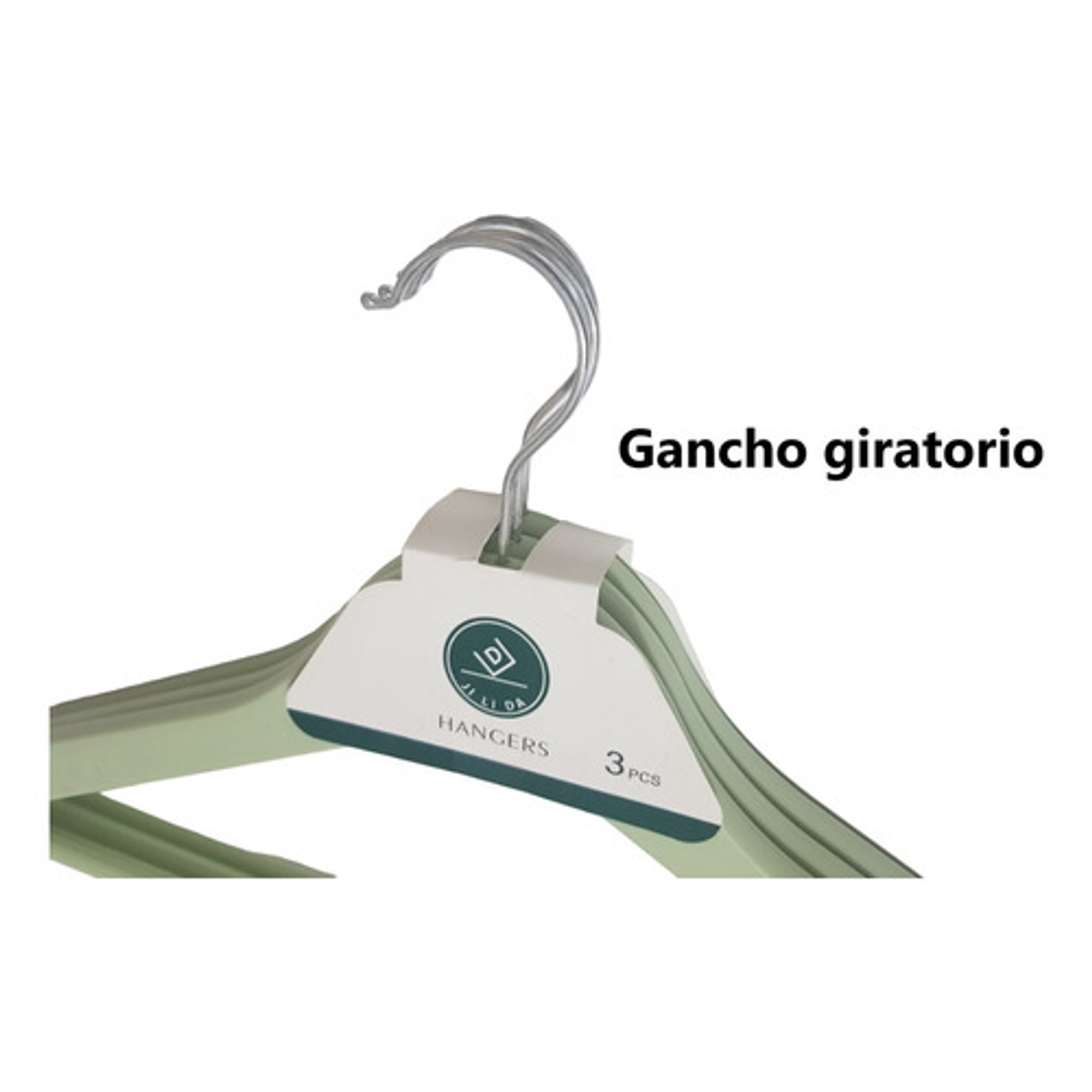 3 Ganchos Colgadores Perchas De Ropa  Verde 3