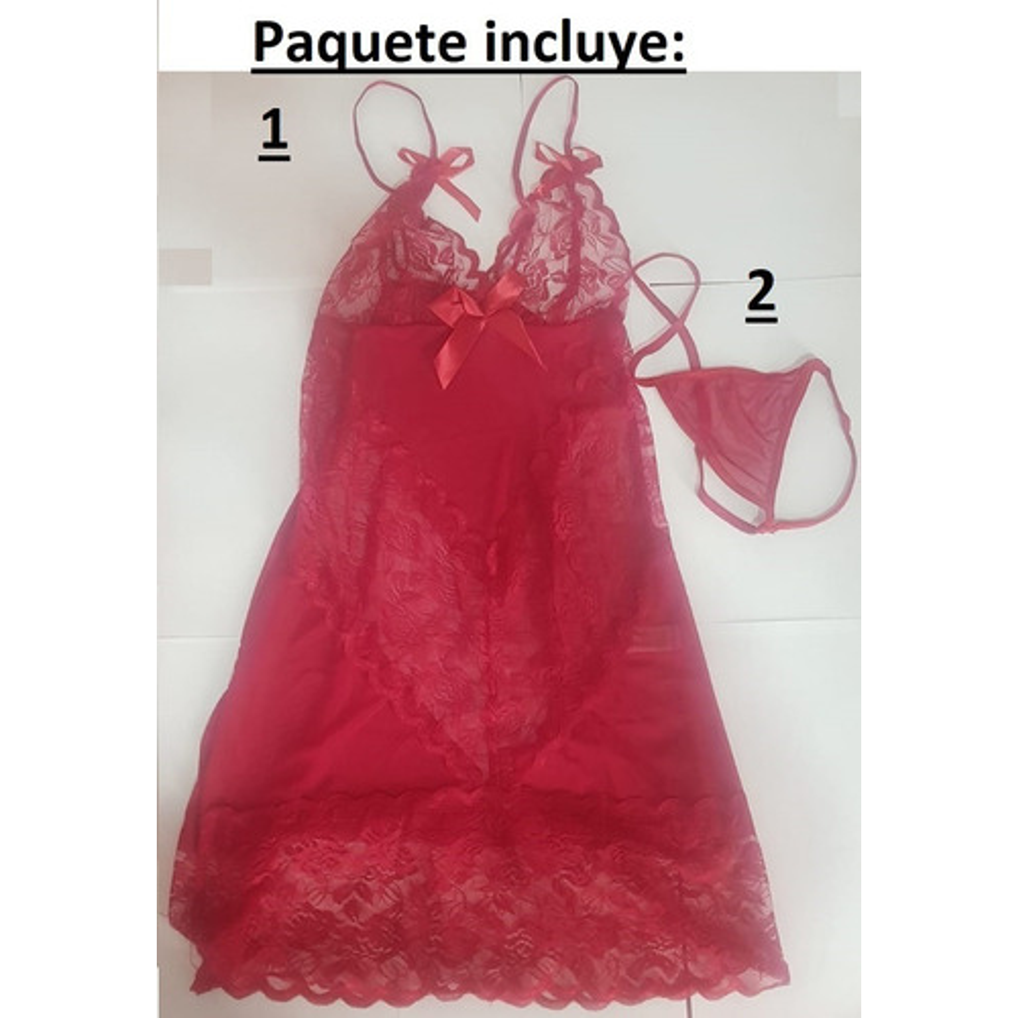 Sexy Vestido Erótico - Lencería Sin Espalda - Rojo Vino 4