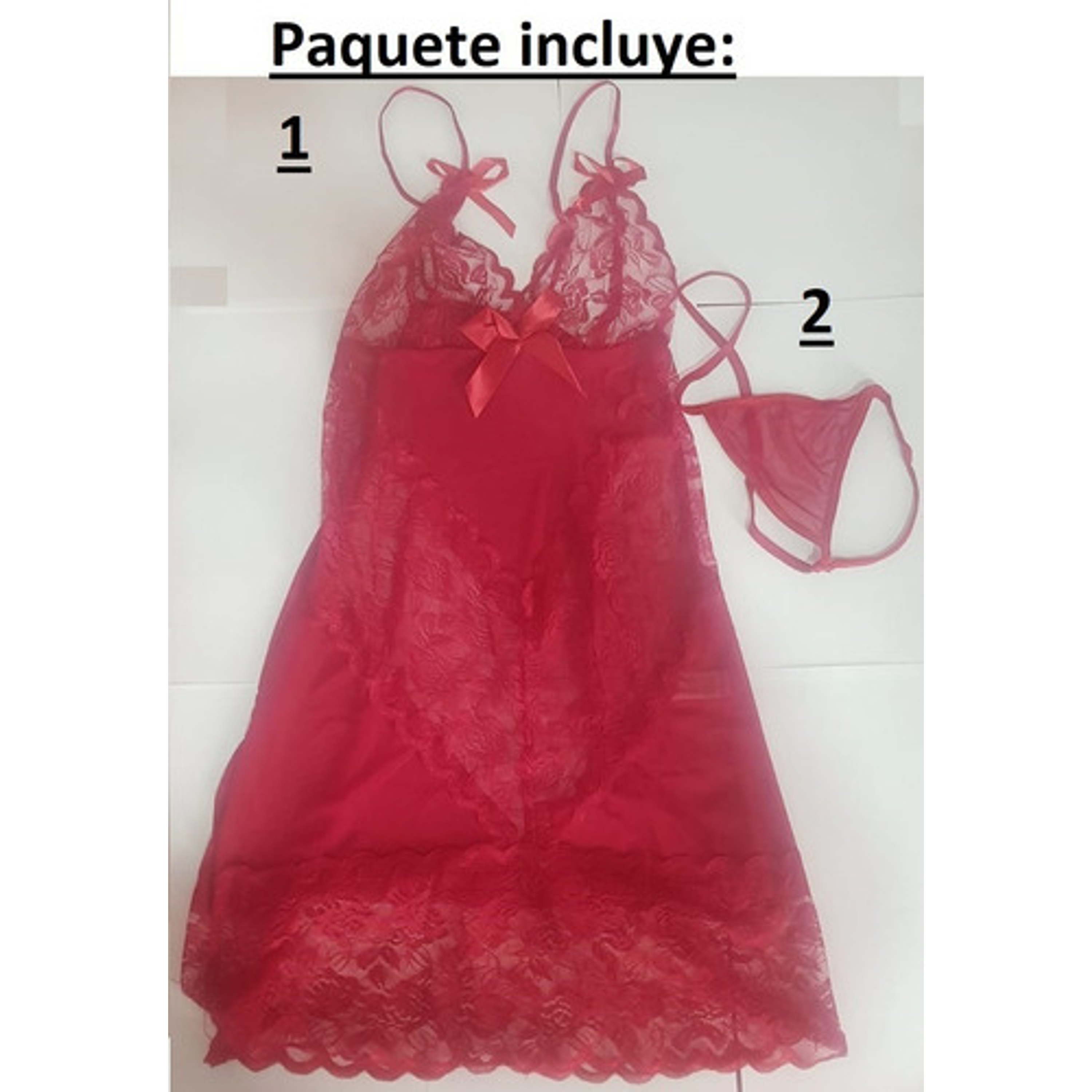 Sexy Vestido Erótico - Lencería Sin Espalda - Rojo Vino 4