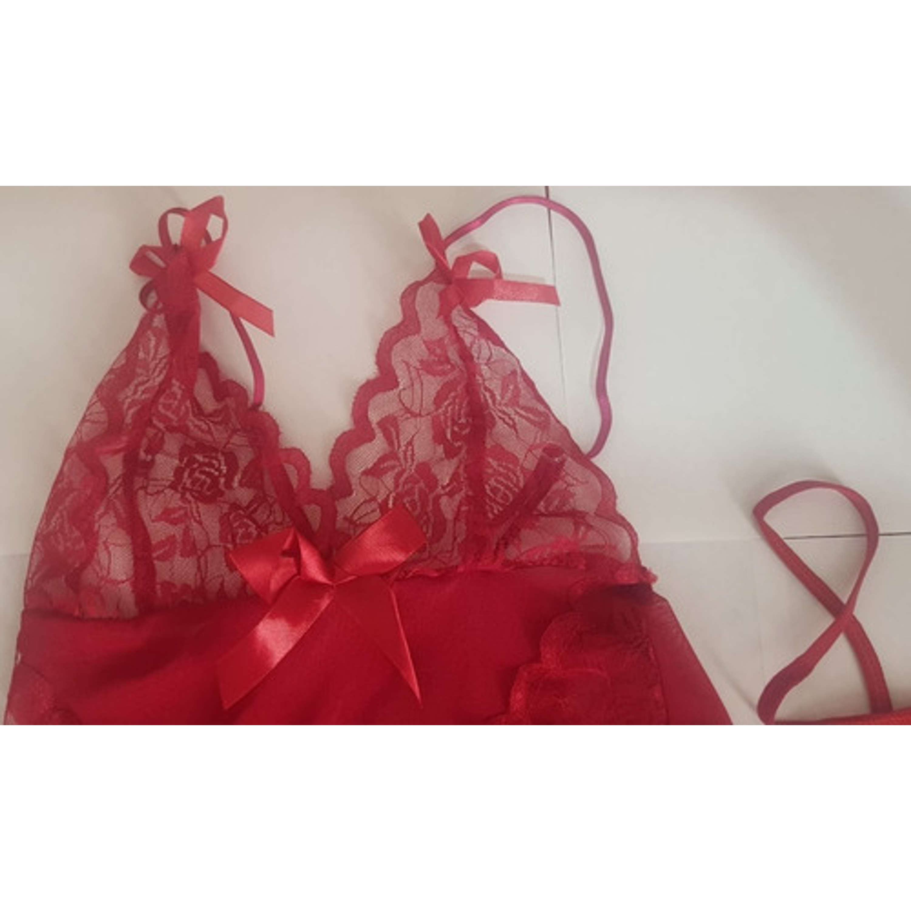 Sexy Vestido Erótico - Lencería Sin Espalda - Rojo Vino 5