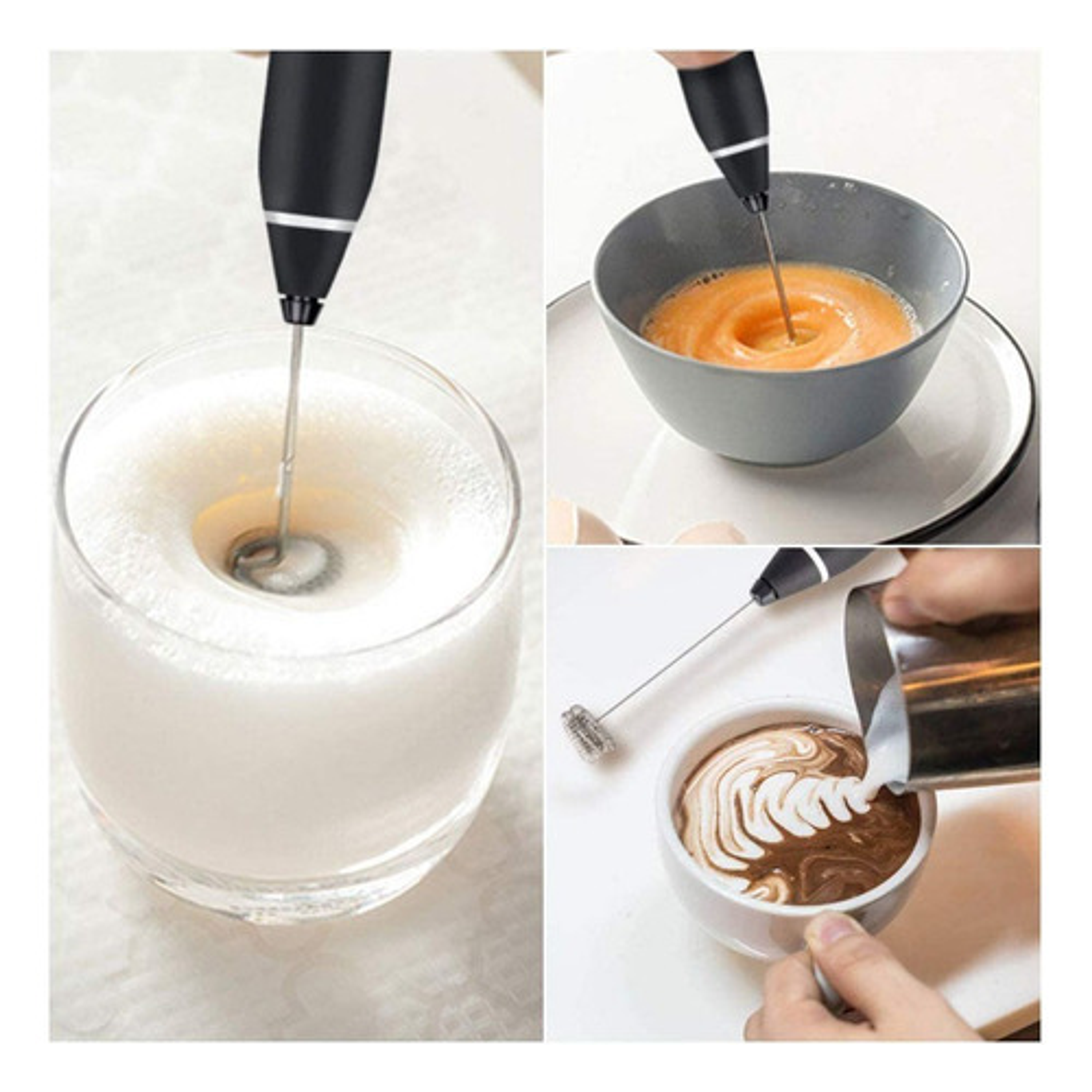 Mini Batidora Eléctrica Para Café - Inalámbrica Eléctrica Color Negro 5