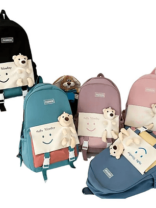 Mochila Con Oso De Peluche Múltiples De Bolsillos
