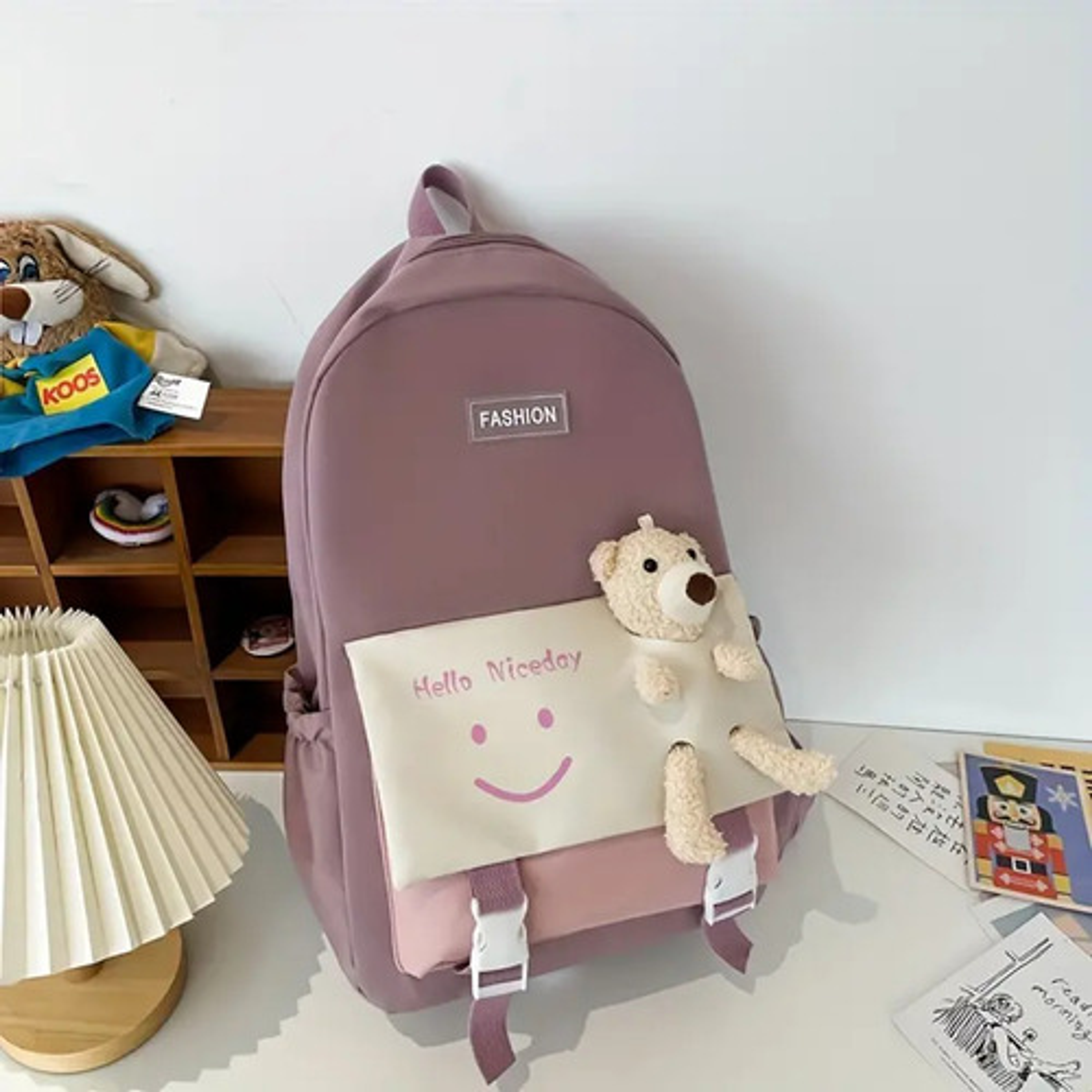 Mochila Con Oso De Peluche Múltiples De Bolsillos 17