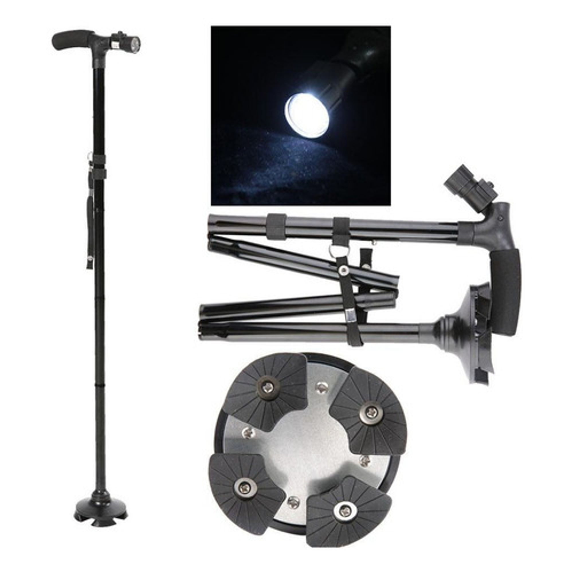 Bastón Plegable Mágico Ortopédico Con Luz Led Y Regulable 8