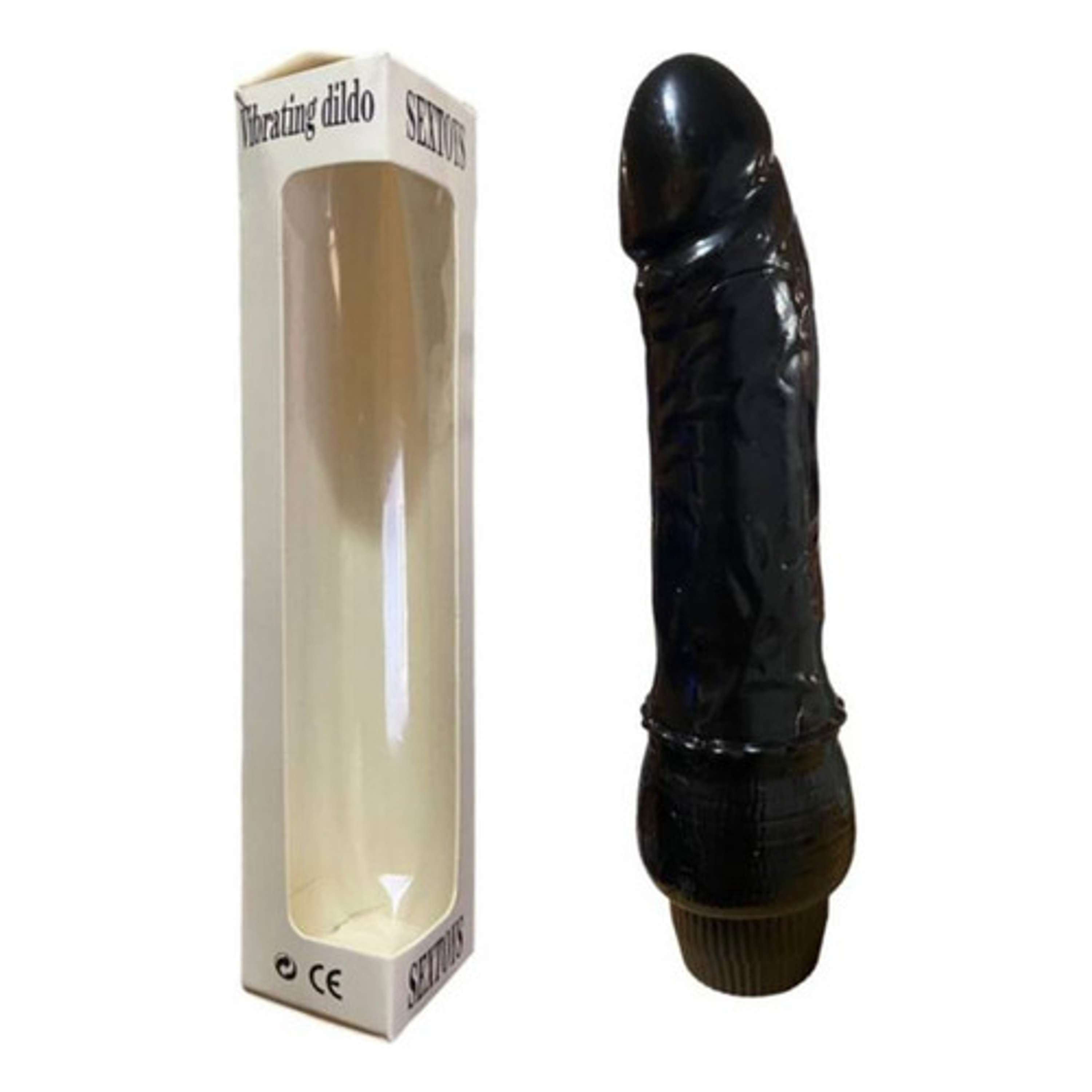 Dildo Negro De 20 Cm Con Regulador De Velocidades 1