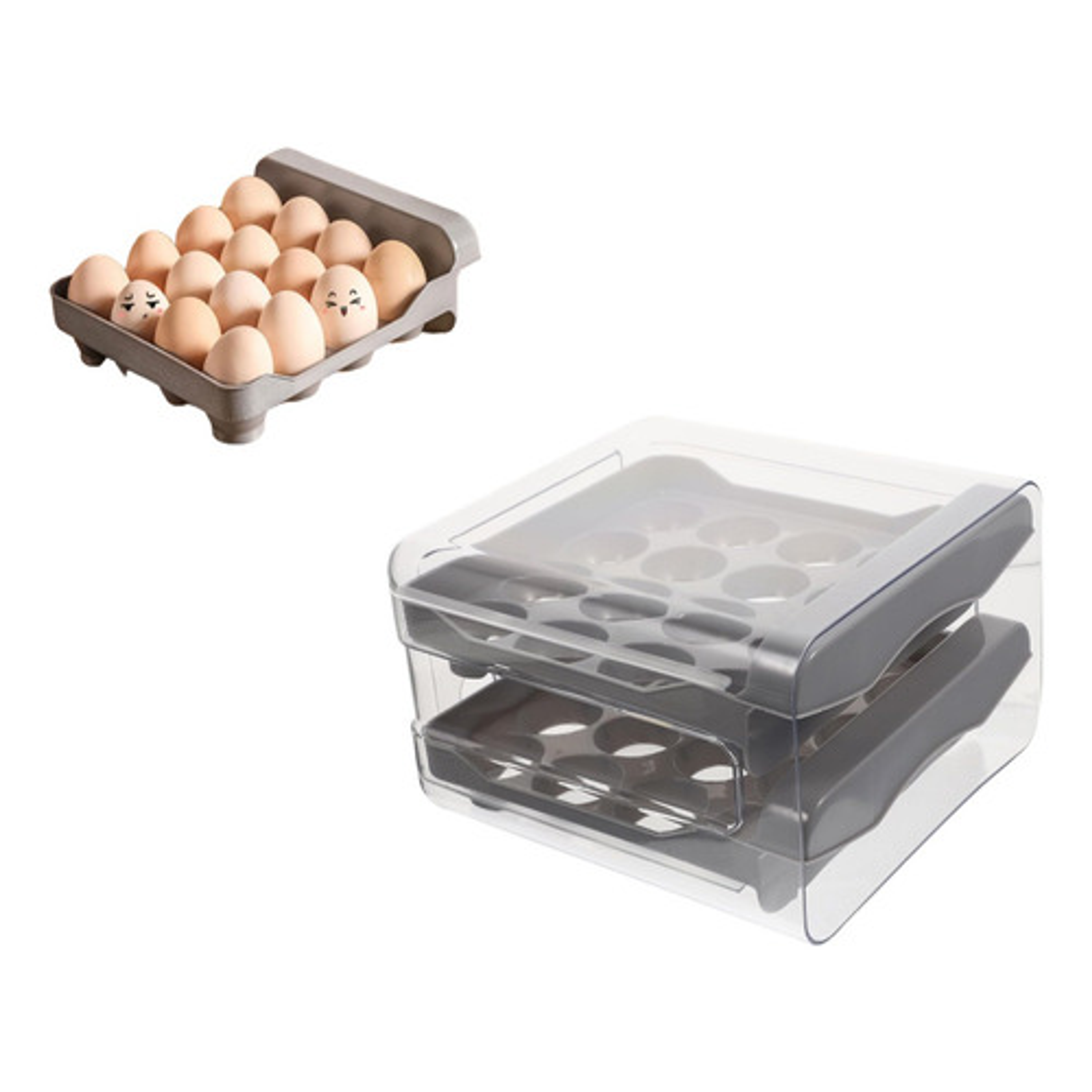 Bandeja Para Huevos Doble Cajón Soporte Para Refrigerador 2