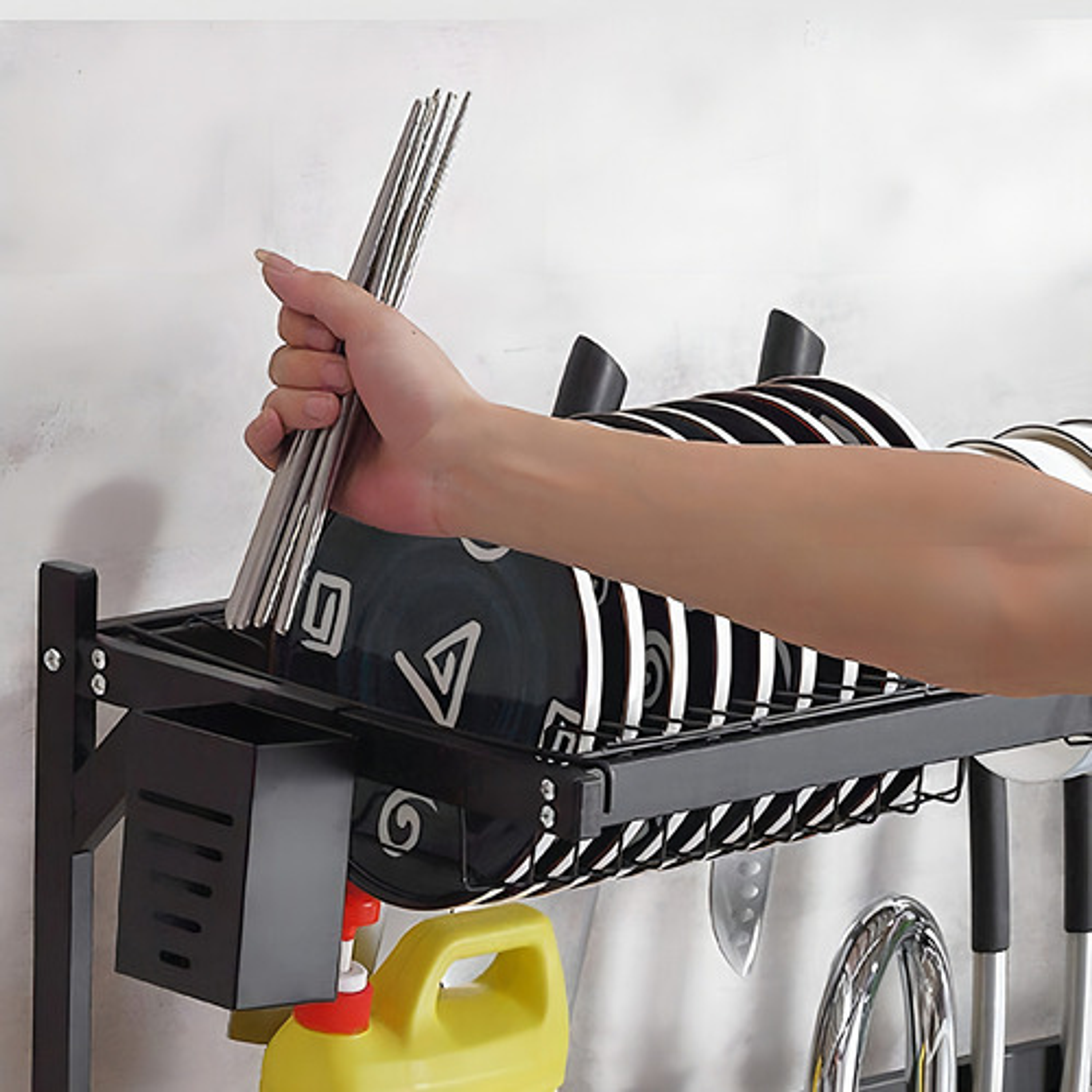 Secaplatos Drenaje Cocina Fregadero Almacenamiento Rondon Color Negro 8