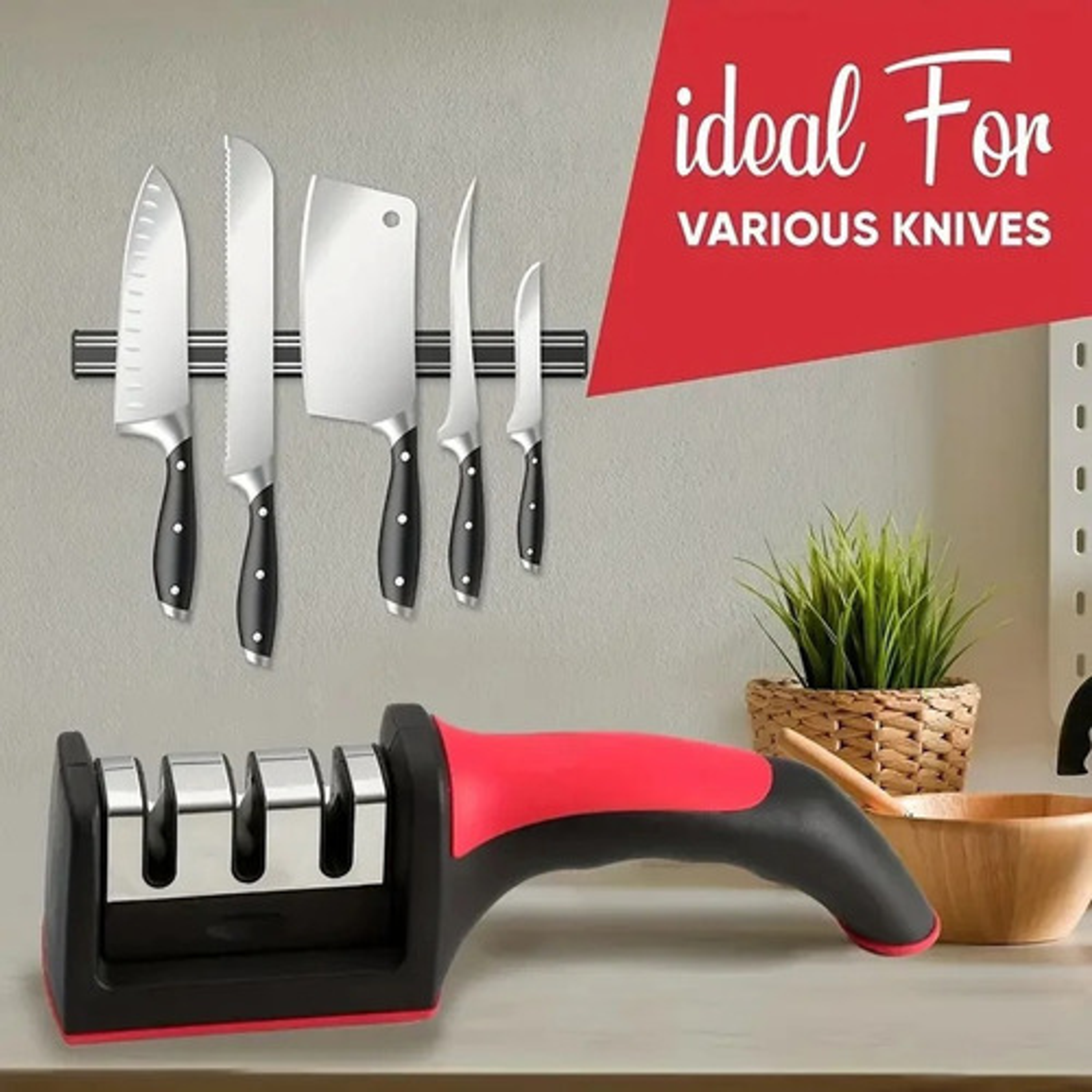 Afilador De Cuchillos Tijeras Navajas  Base Antideslizante 2