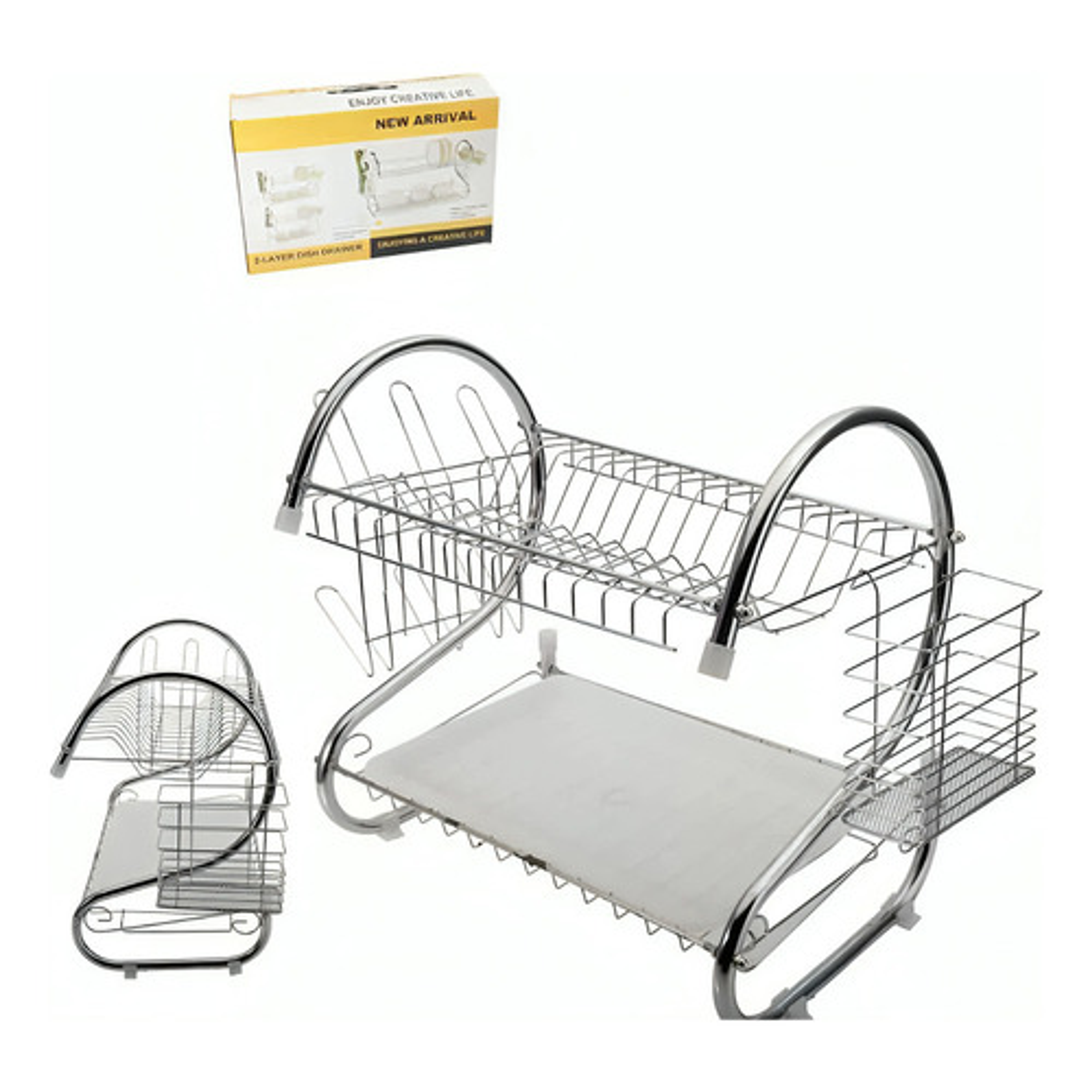 Rack Escurridor 2 Pisos Porta Menaje Plateado 1
