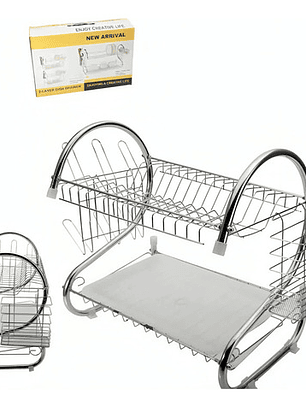 Rack Escurridor 2 Pisos Porta Menaje Plateado