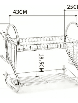 Rack Escurridor 2 Pisos Porta Menaje Plateado