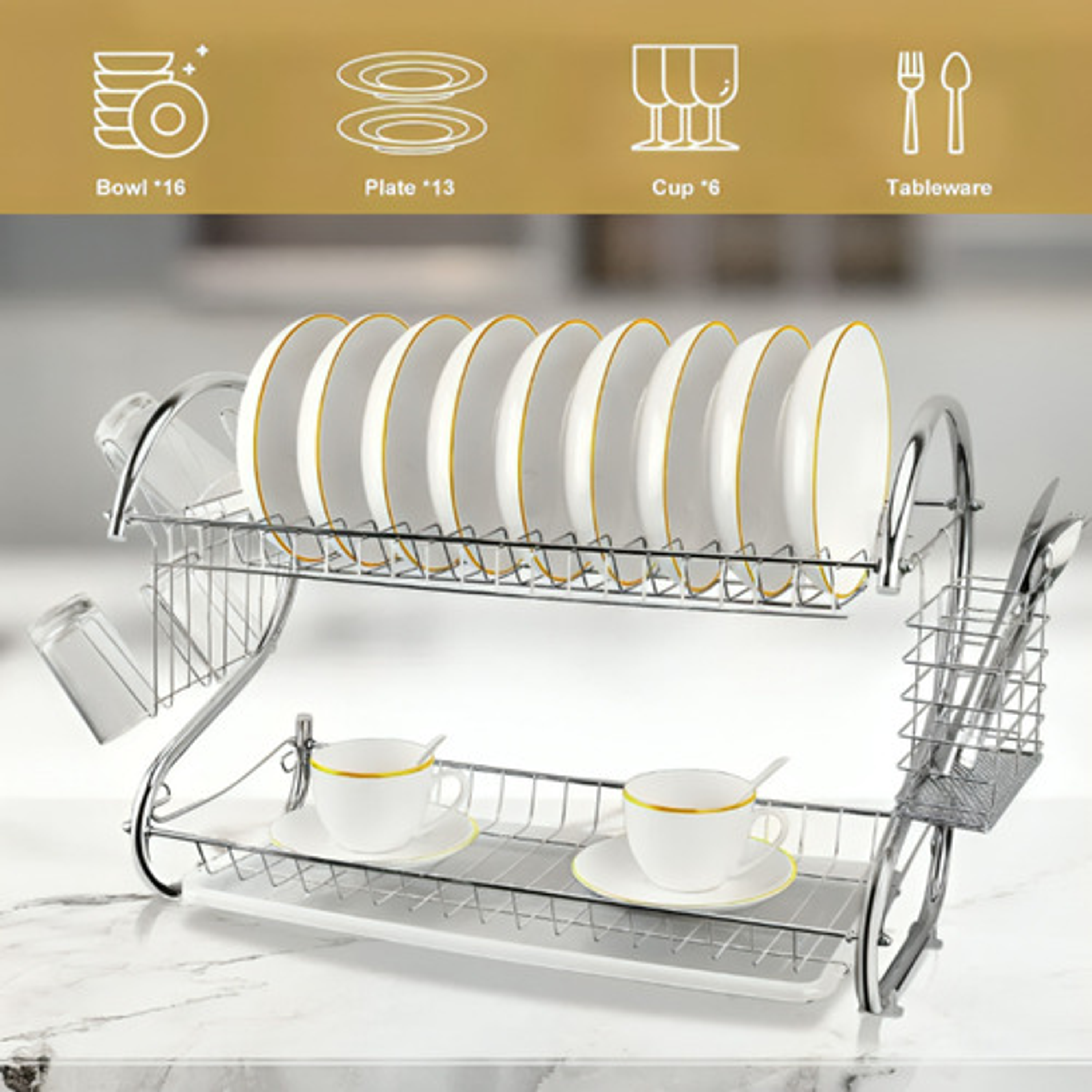 Rack Escurridor 2 Pisos Porta Menaje Plateado 4