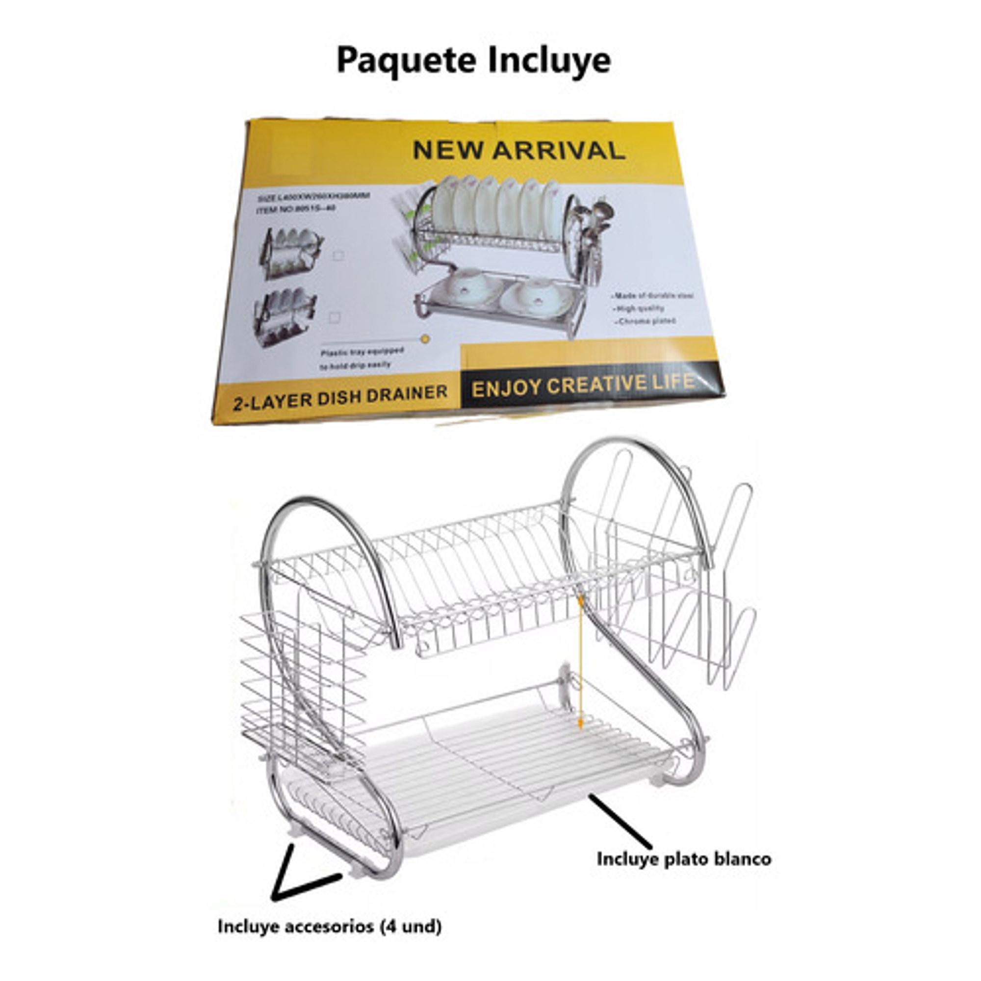 Rack Escurridor 2 Pisos Porta Menaje Plateado 6