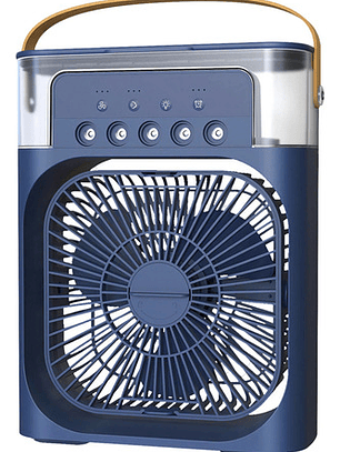 Ventilador Azul Portatil Humidificador Con Luz Led
