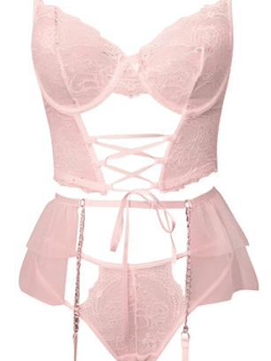 Conjunto De Lencería Con Encaje Y Cadenas
