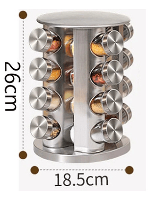 Estante De 16 Envases Giratorio De Acero Inoxidable