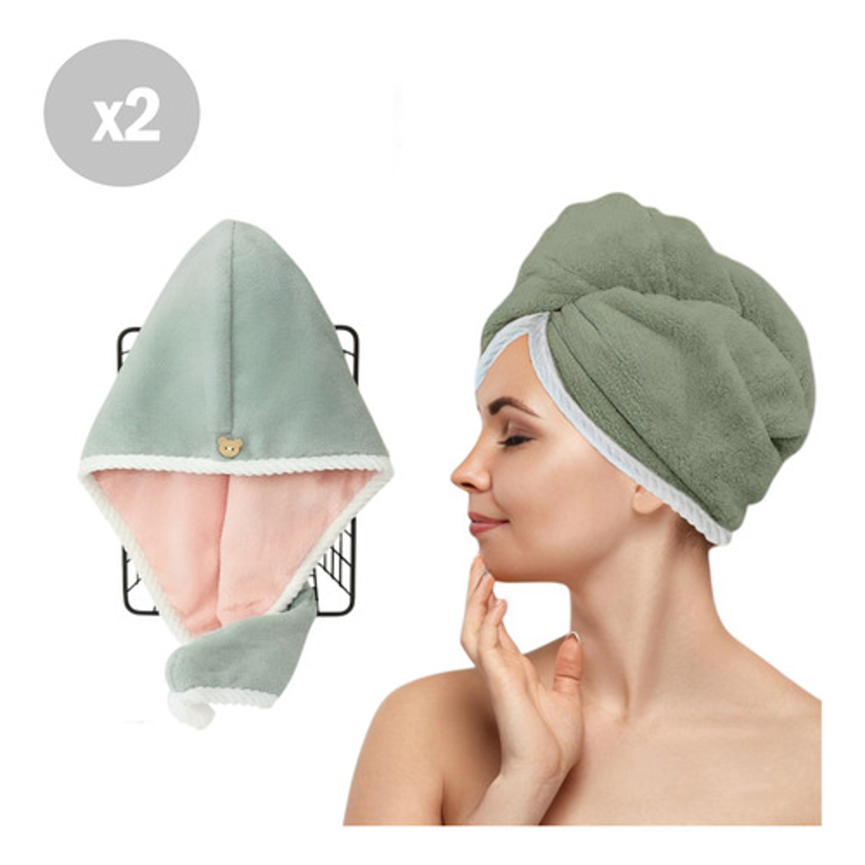 Pack X 2 Toallas Microfibra Absorbente Para Cabello 19