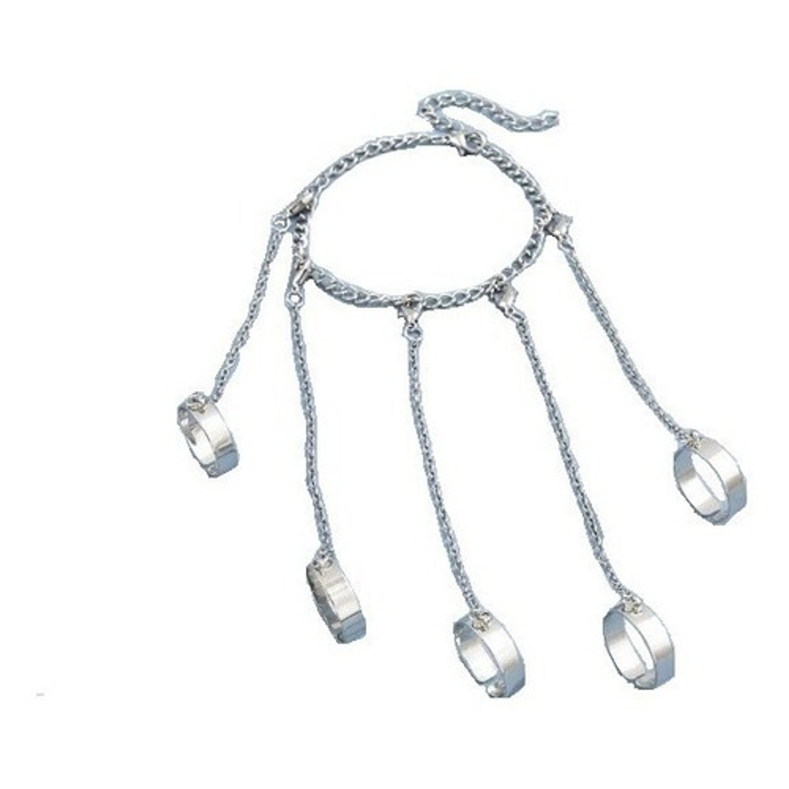 Pulsera Con 5 Anillo Y Cadena De Acero Inox 2