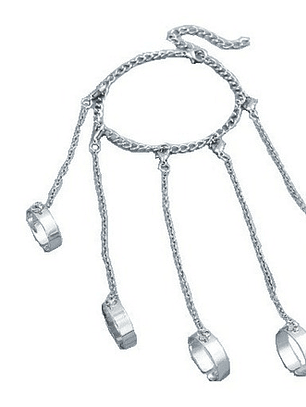 Pulsera Con 5 Anillo Y Cadena De Acero Inox