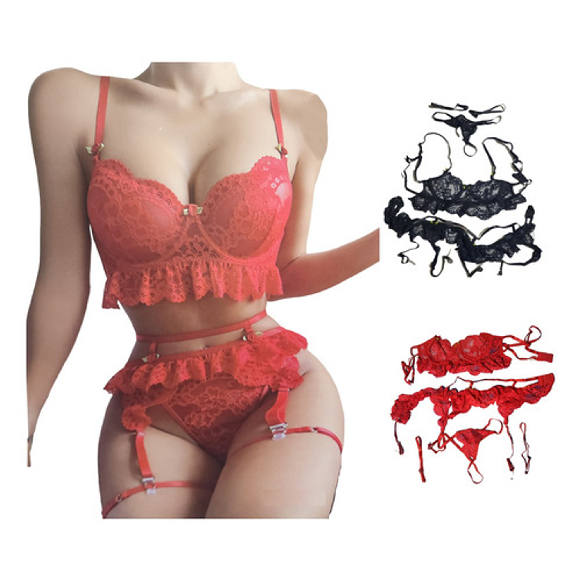 Conjunto Ropa Interior Y Encaje Delicado 5