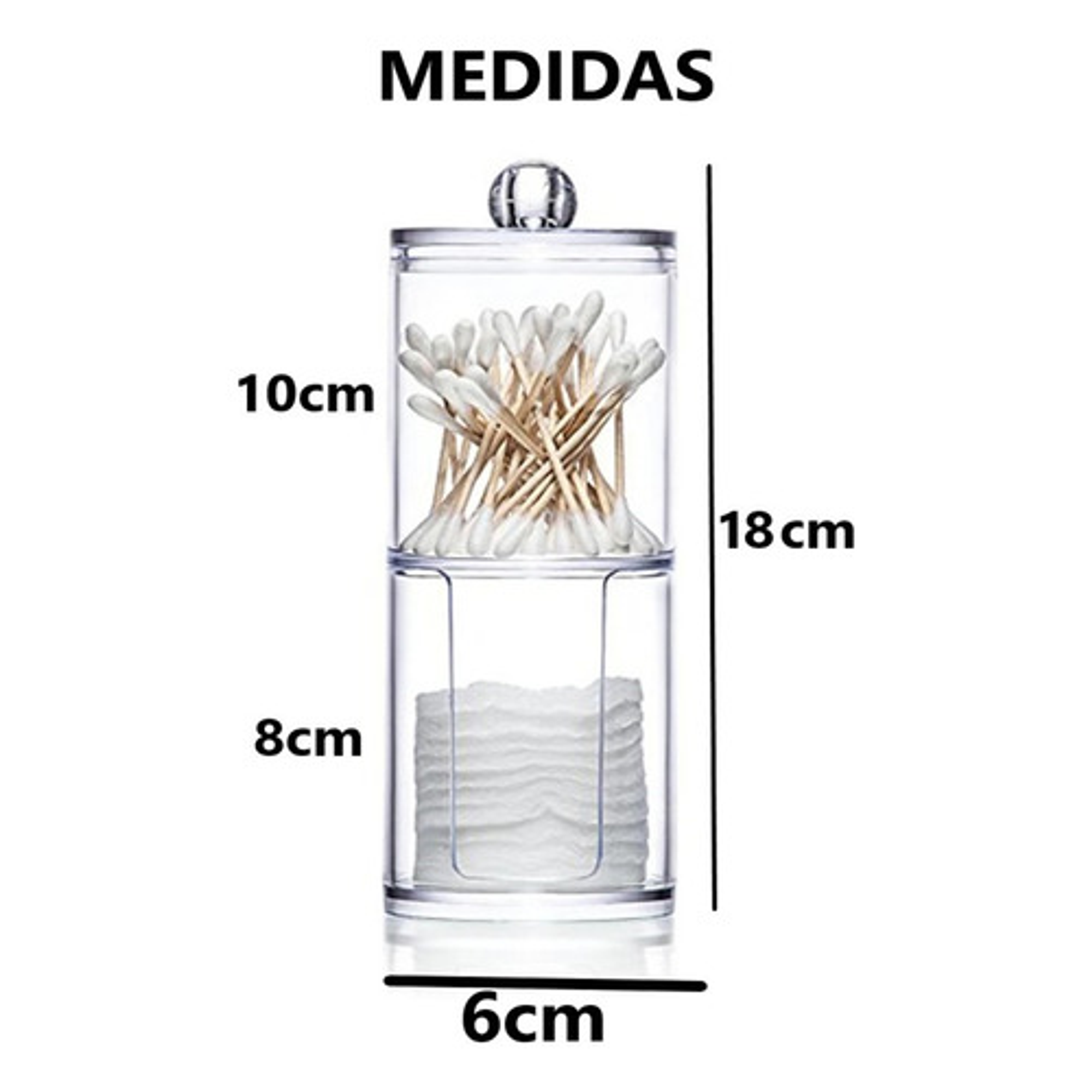 Pack X2 Organizadores Acrílico De 18x6cm Hisopo Y Algodón 2