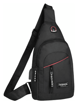 Bandolera Mochila Morral Hombre De Nylon Con Conector Usb