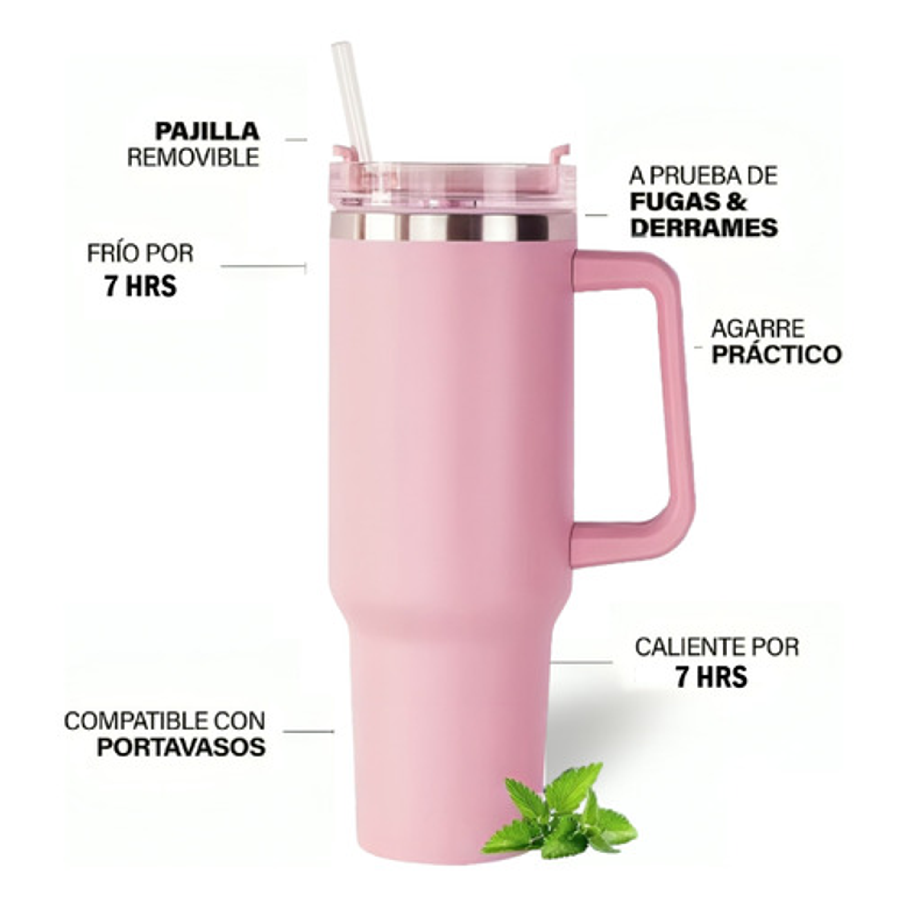 Vaso Tumbler Térmico De 1183ml Acero Inoxidable Con Sorbete 26