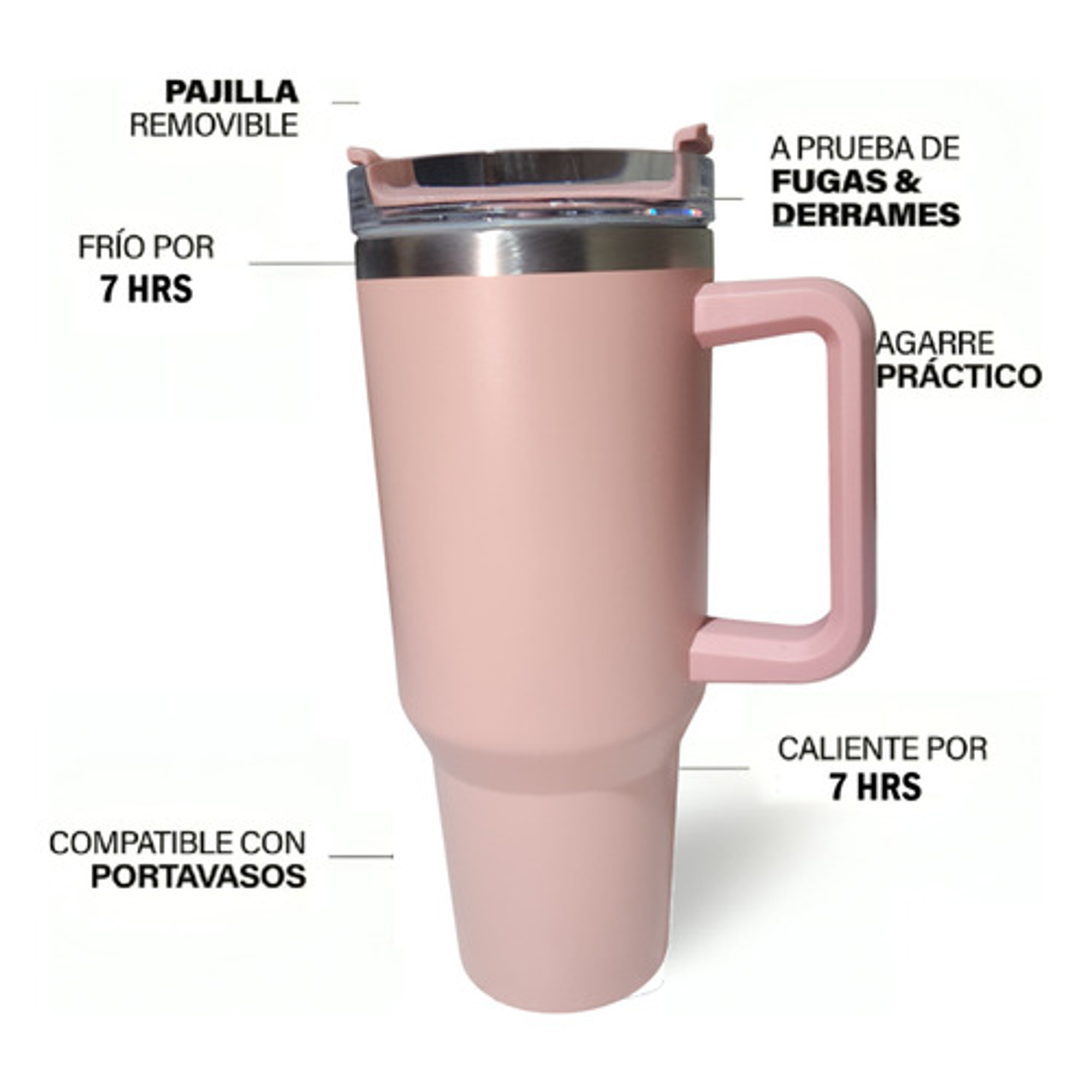 Vaso Tumbler Térmico De 1183ml Acero Inoxidable Con Sorbete 69