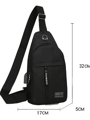 Pechera Mochila Morral Hombre De Nylon Con Puerto Usb