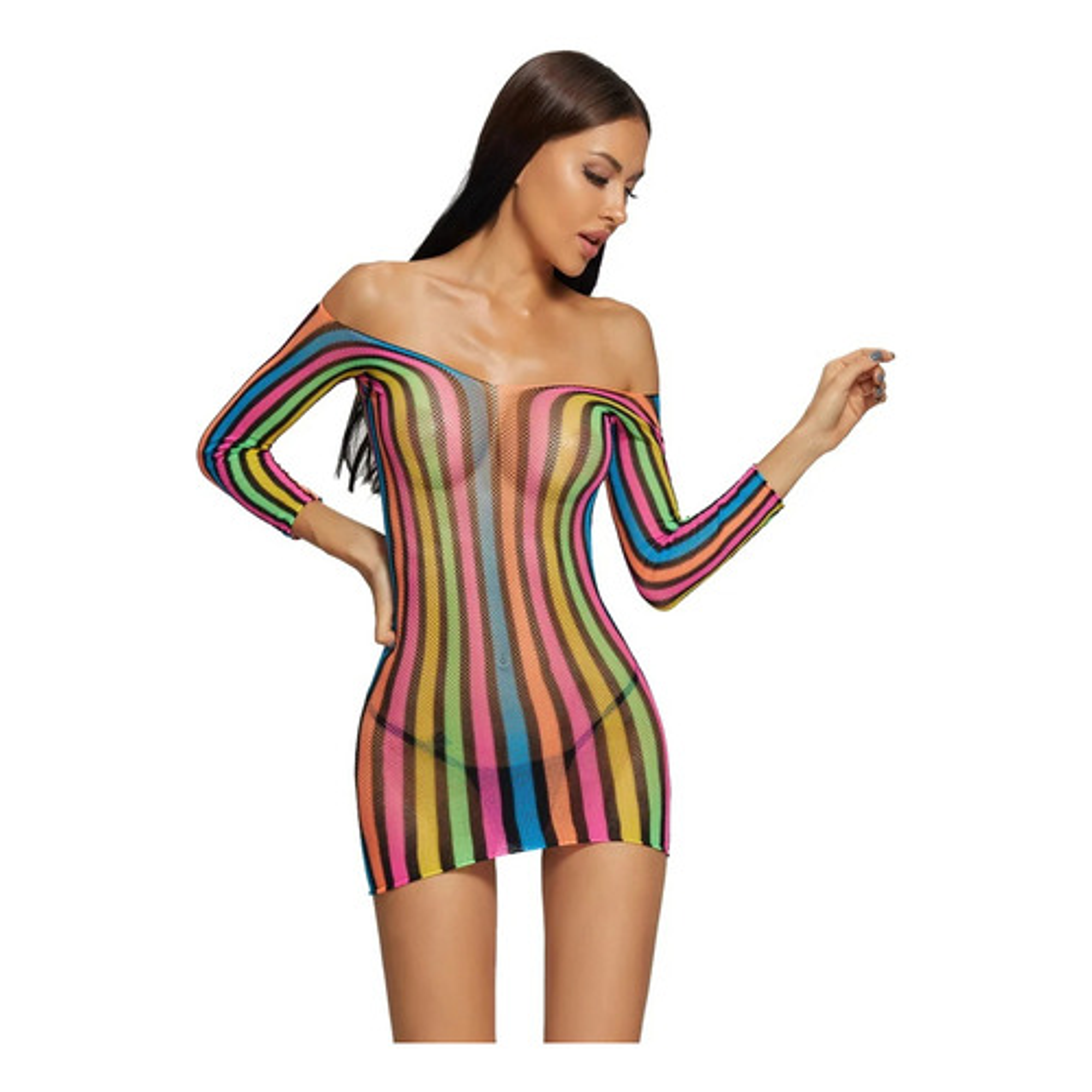 Sexy Vestido Lencería Multicolor Tipo Malla 5