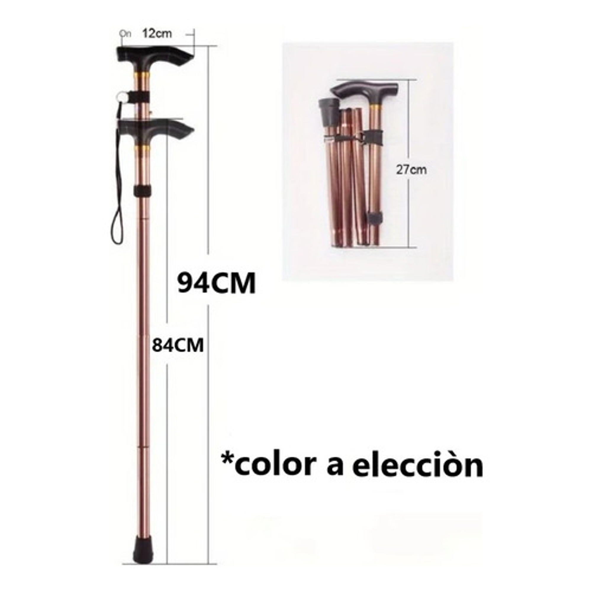 Bastón Ortopédico 5 Niveles Plegable Base De Goma 2