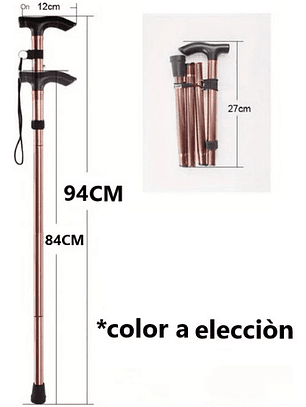 Bastón Ortopédico 5 Niveles Plegable Base De Goma