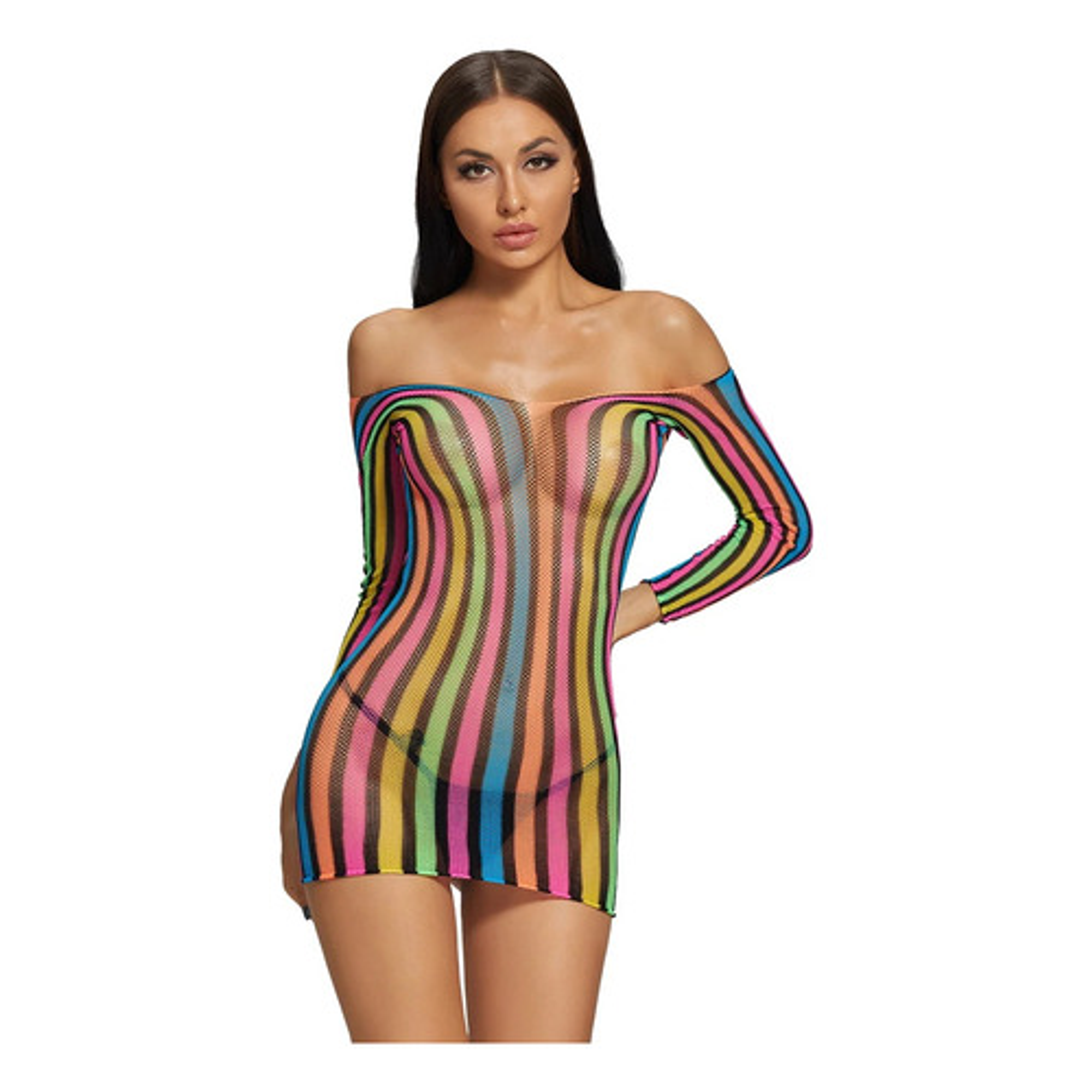 Sexy Vestido Lencería Multicolor Tipo Malla 6